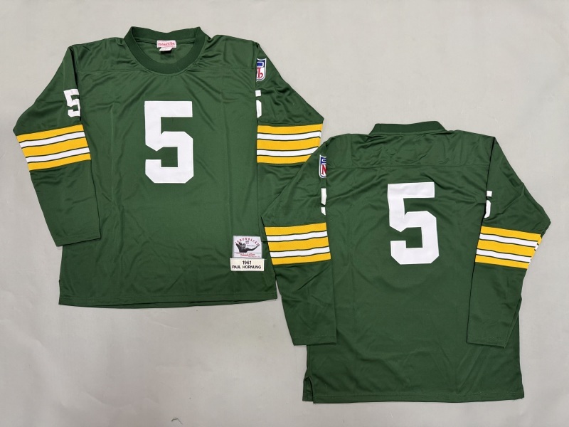 Men 2025 Green Bay Packers #5 Hornung green Throwback Limited NFL Jersey style 002